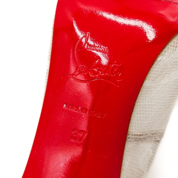 Christian Louboutin Pigalace Satin Lace Off White Wedding Heels Pumps EU 37 - Picture 6 of 8